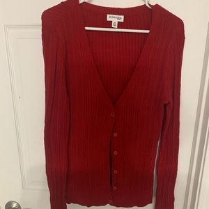 Women v neck button front sweater